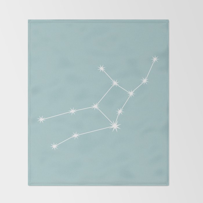Virgo Zodiac Star Constellation Line Art Pastel Teal Throw Blanket Gallery Image 2