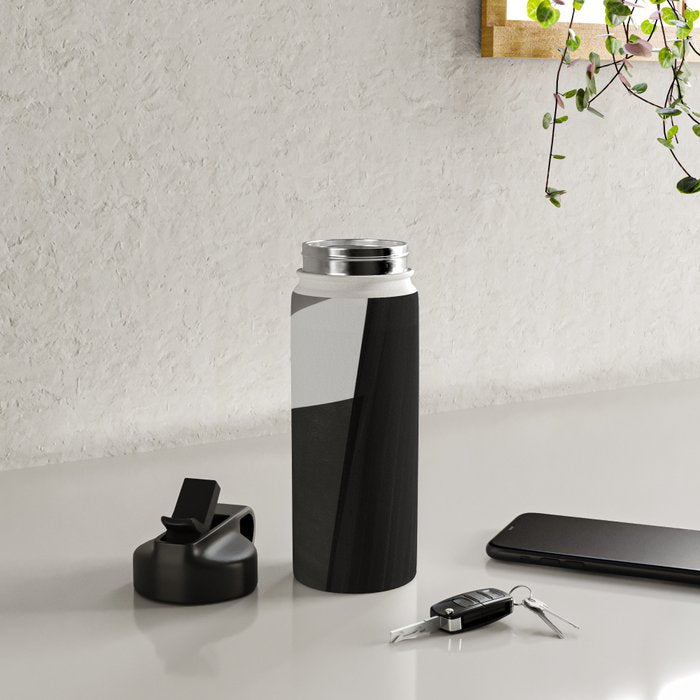 Geometric black and gray minimalist Water Bottle Gallery Image 4