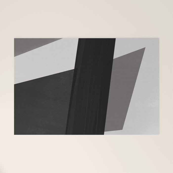 Geometric black and gray minimalist Welcome Mat Gallery Image 1