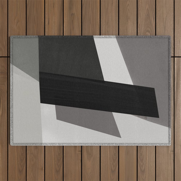 Geometric black and gray minimalist Outdoor Rug Gallery Image 1