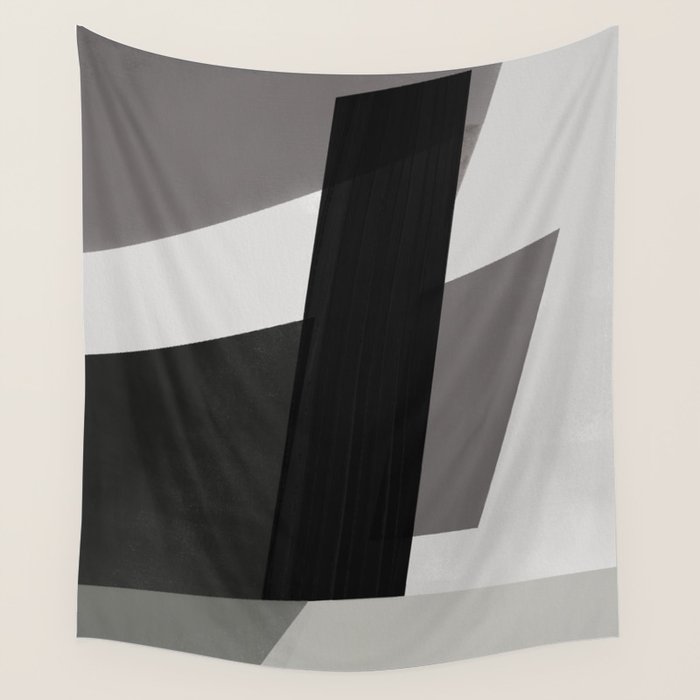 Geometric black and gray minimalist Wall Tapestry Gallery Image 4