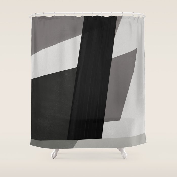 Geometric black and gray minimalist Shower Curtain Gallery Image 1