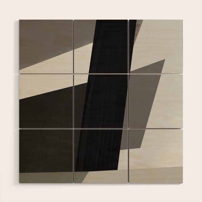 Geometric black and gray minimalist Wood Wall Art Gallery Image 1