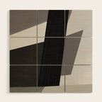 Geometric black and gray minimalist Wood Wall Art Gallery Image 1