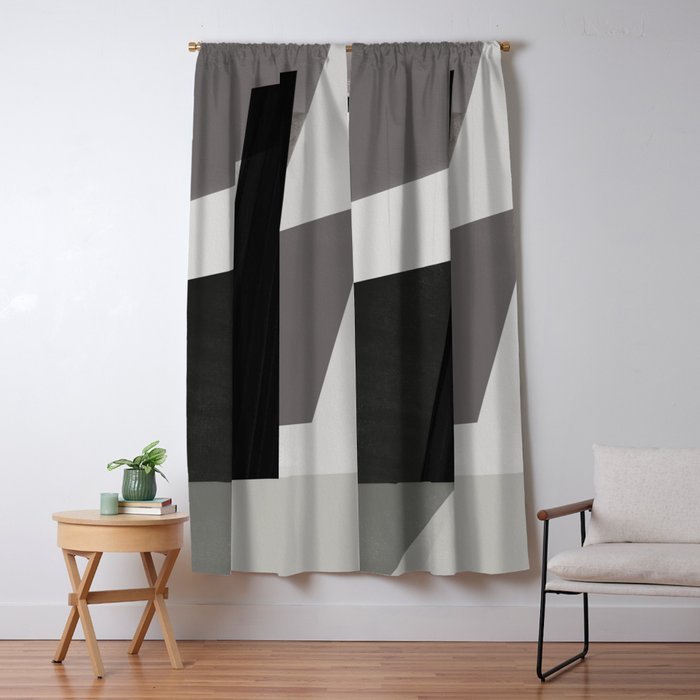 Geometric black and gray minimalist Window Curtain Gallery Image 5