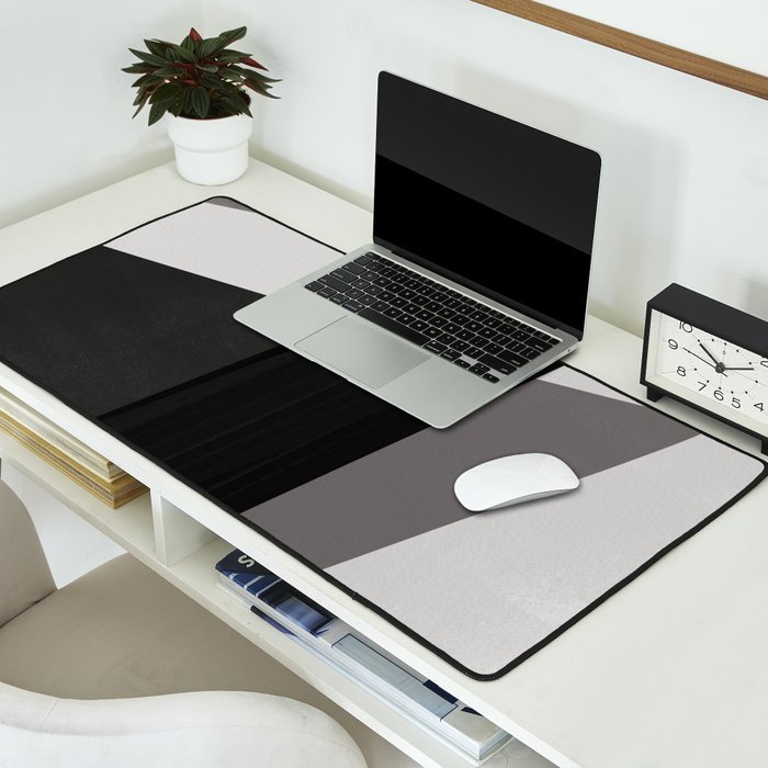 Geometric black and gray minimalist Desk Mat Gallery Image 2