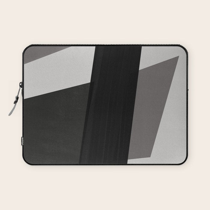 Geometric black and gray minimalist Laptop Sleeve Gallery Image 1