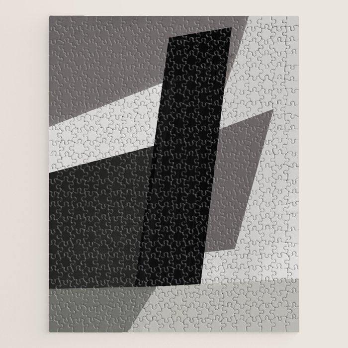 Geometric black and gray minimalist Jigsaw Puzzle Gallery Image 1