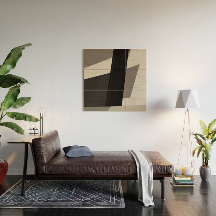 Geometric black and gray minimalist Wood Wall Art Gallery Image 2