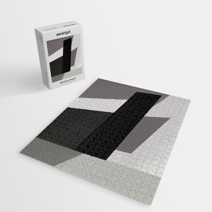 Geometric black and gray minimalist Jigsaw Puzzle Gallery Image 2