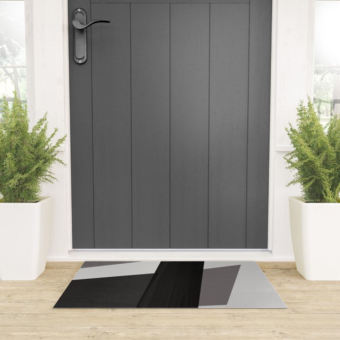Geometric black and gray minimalist Welcome Mat Gallery Image 3