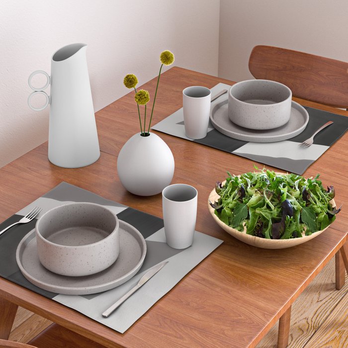 Geometric black and gray minimalist Placemat Gallery Image 2