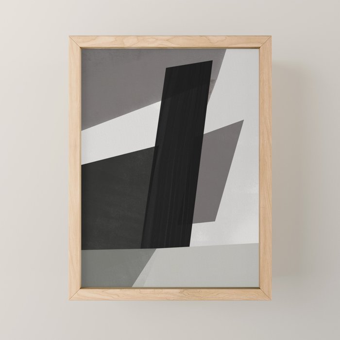 Geometric black and gray minimalist Mini Art Print Gallery Image 1