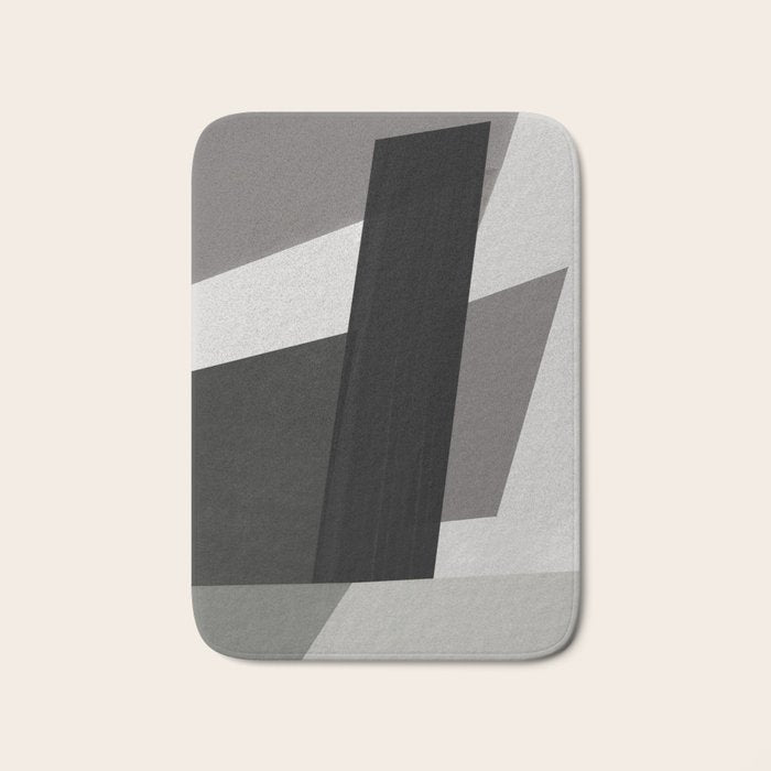Geometric black and gray minimalist Bath Mat Gallery Image 1
