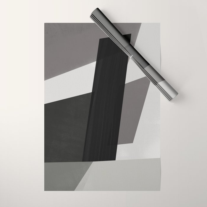Geometric black and gray minimalist Wrapping Paper Gallery Image 1