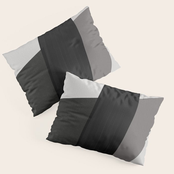 Geometric black and gray minimalist Pillow Sham Gallery Image 1