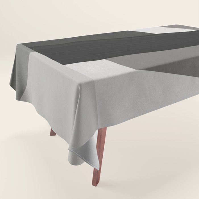 Geometric black and gray minimalist Tablecloth Gallery Image 1