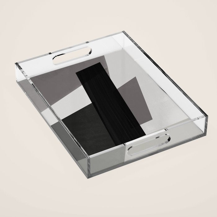 Geometric black and gray minimalist Acrylic Tray Gallery Image 1