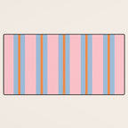 Cute Basic Stripe Pattern in Pink, Light Blue, and Orange Desk Mat Gallery Image 3