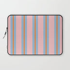 Cute Basic Stripe Pattern in Pink, Light Blue, and Orange Laptop Sleeve Gallery Image 1