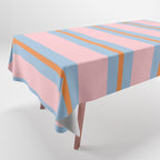 Cute Basic Stripe Pattern in Pink, Light Blue, and Orange Tablecloth Gallery Image 1