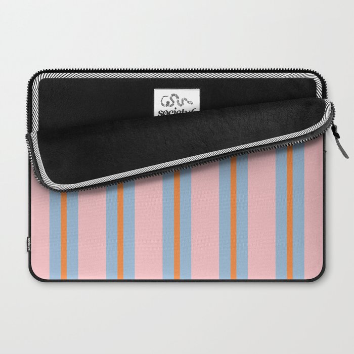 Cute Basic Stripe Pattern in Pink, Light Blue, and Orange Laptop Sleeve Gallery Image 2