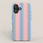 Cute Basic Stripe Pattern in Pink, Light Blue, and Orange iPhone Case Gallery Image 1