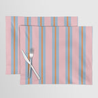 Cute Basic Stripe Pattern in Pink, Light Blue, and Orange Placemat Gallery Image 1