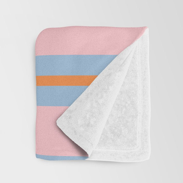 Cute Basic Stripe Pattern in Pink, Light Blue, and Orange Throw Blanket Gallery Image 3