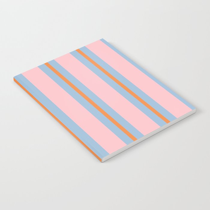 Cute Basic Stripe Pattern in Pink, Light Blue, and Orange Notebook Gallery Image 2