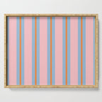 Cute Basic Stripe Pattern in Pink, Light Blue, and Orange Serving Tray Gallery Image 1