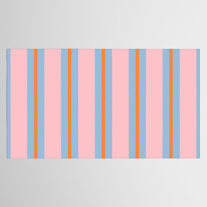 Cute Basic Stripe Pattern in Pink, Light Blue, and Orange Tablecloth Gallery Image 2