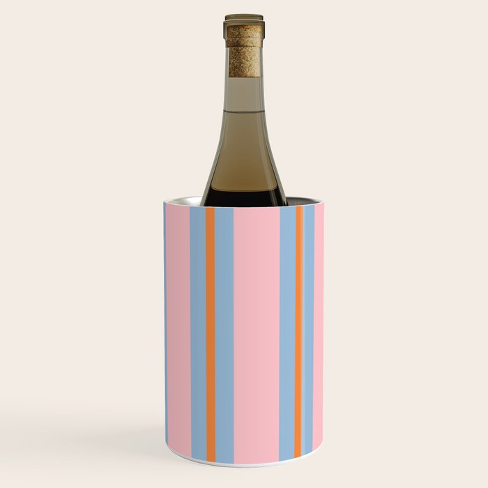 Cute Basic Stripe Pattern in Pink, Light Blue, and Orange Wine Chiller Gallery Image 3