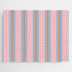 Cute Basic Stripe Pattern in Pink, Light Blue, and Orange Jigsaw Puzzle Gallery Image 1