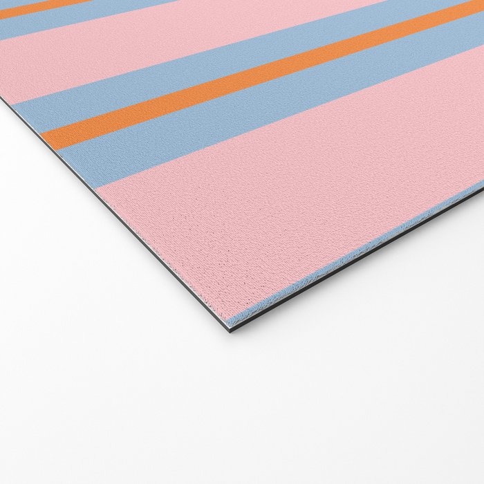 Cute Basic Stripe Pattern in Pink, Light Blue, and Orange Welcome Mat Gallery Image 2