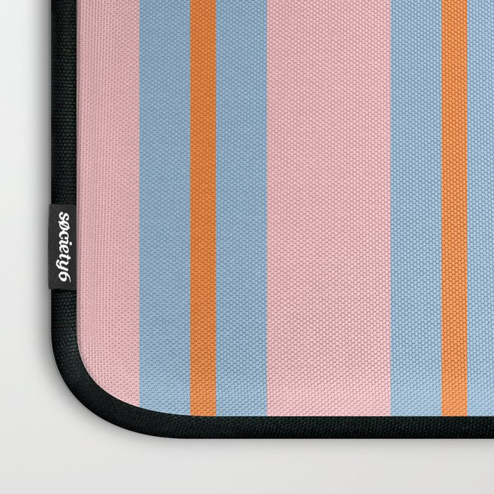 Cute Basic Stripe Pattern in Pink, Light Blue, and Orange Laptop Sleeve Gallery Image 3