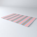 Cute Basic Stripe Pattern in Pink, Light Blue, and Orange Rug Gallery Image 3