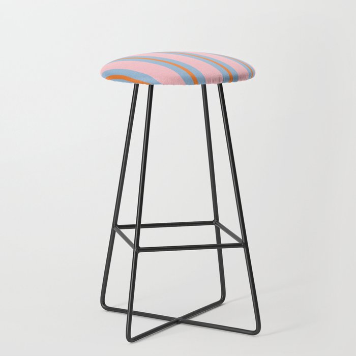 Cute Basic Stripe Pattern in Pink, Light Blue, and Orange Stool Gallery Image 1