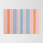 Cute Basic Stripe Pattern in Pink, Light Blue, and Orange Rug Gallery Image 2