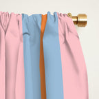 Cute Basic Stripe Pattern in Pink, Light Blue, and Orange Window Curtain Gallery Image 2