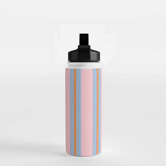 Cute Basic Stripe Pattern in Pink, Light Blue, and Orange Water Bottle Gallery Image 2
