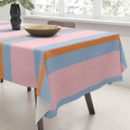 Cute Basic Stripe Pattern in Pink, Light Blue, and Orange Tablecloth Gallery Image 3