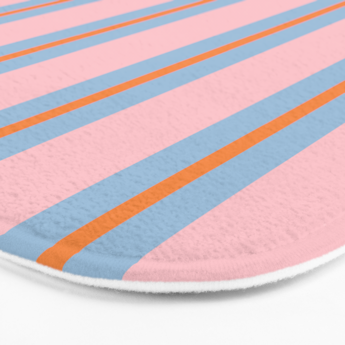 Cute Basic Stripe Pattern in Pink, Light Blue, and Orange Bath Mat Gallery Image 3