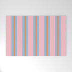 Cute Basic Stripe Pattern in Pink, Light Blue, and Orange Welcome Mat Gallery Image 1