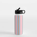 Cute Basic Stripe Pattern in Pink, Light Blue, and Orange Water Bottle Gallery Image 1