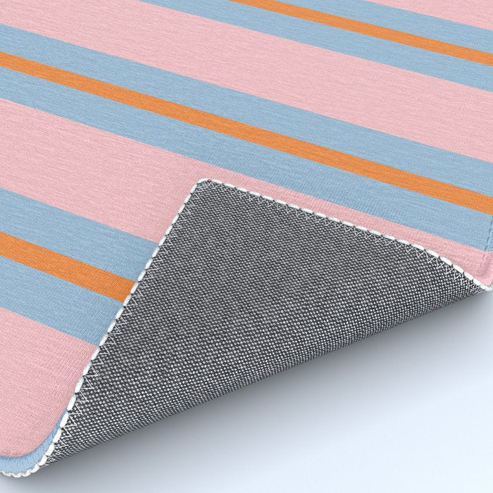 Cute Basic Stripe Pattern in Pink, Light Blue, and Orange Rug Gallery Image 4