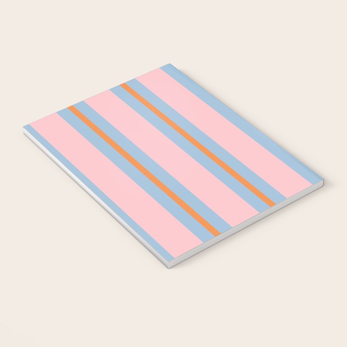 Cute Basic Stripe Pattern in Pink, Light Blue, and Orange Notebook Gallery Image 3
