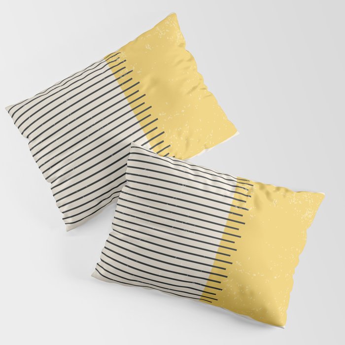 Yellow Lemon Square Stripes Mid Century Modern Minimalist Rothko Inspired Colourfield Stripes Pillow Sham Gallery Image 1