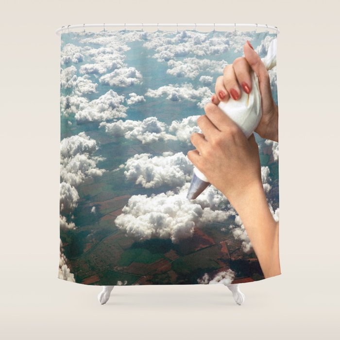 Piping Clouds - Whipped Cream Shower Curtain Gallery Image 1