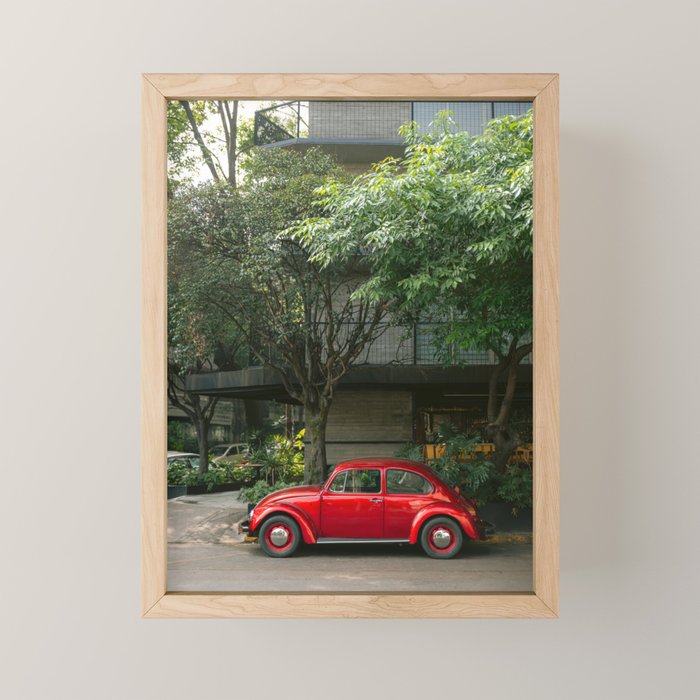 Red Classic Car in Mexico City | Travel Photography Mini Art Print Gallery Image 1